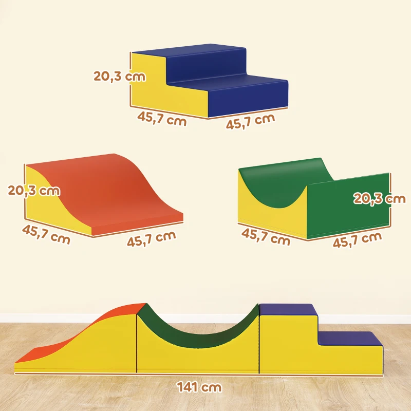 AIYAPLAY 3-teiliges Kletter- und Krabbelset für Kleinkinder, Kunstleder, Schaumstoff, Gelb
