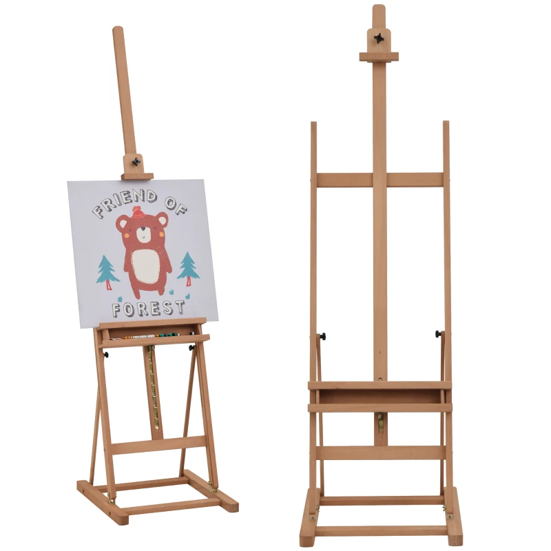 Vinsetto Chevalet en bois hauteur réglable 171-230cm Chevalet Peinture avec rangement inclinaison réglable 80° max. bois naturel
