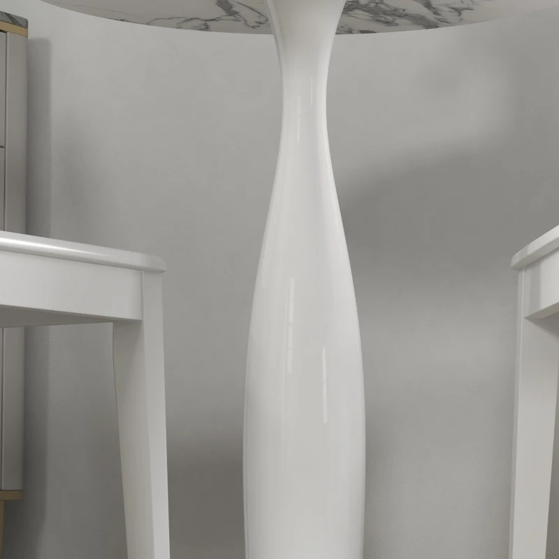 HOMCOM Tavolo da pranzo rotondo in acciaio verniciato a polvere, in MDF con melamina, con piedini antiscivolo, 70 x 74 cm, Bianco