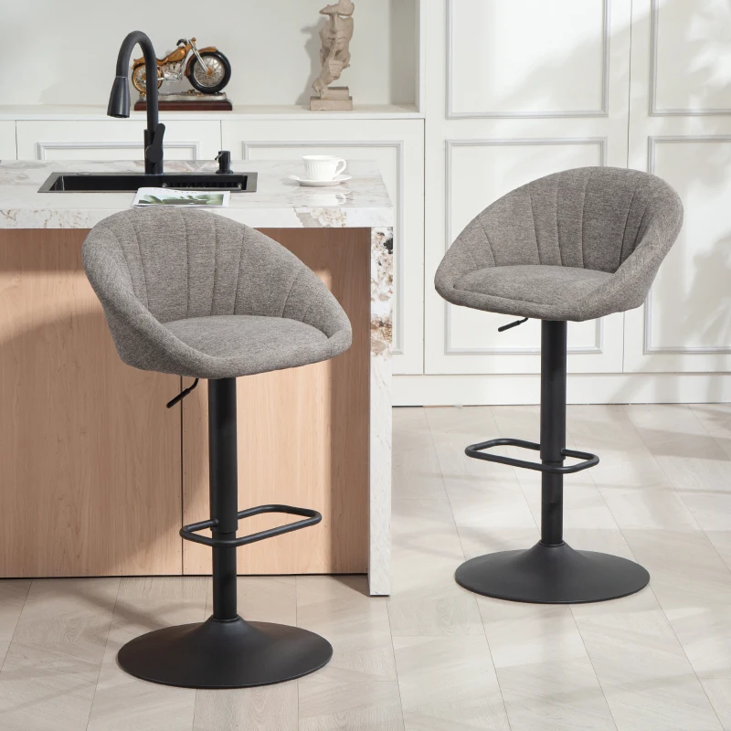 HOMCOM Set of Two Relaxed Tub Bar Stools - Grey