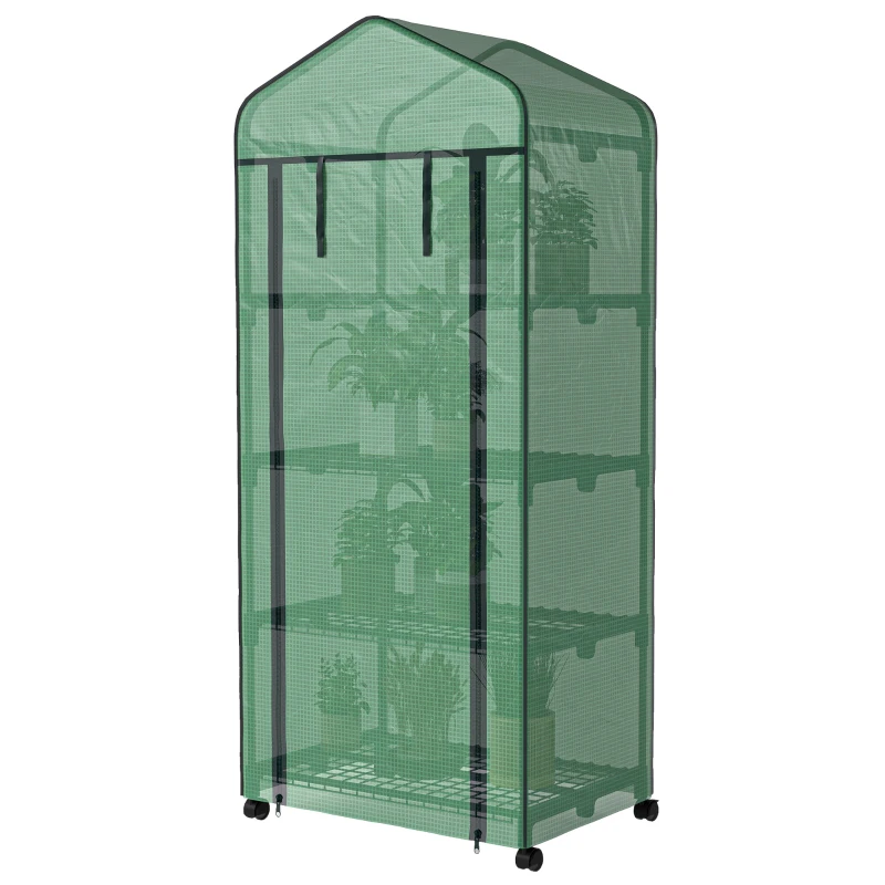 Outsunny Serre de jardin balcon étagère serre 4 niveaux 69L x 50l x 165H cm acier époxy bâche amovible PE haute densité vert