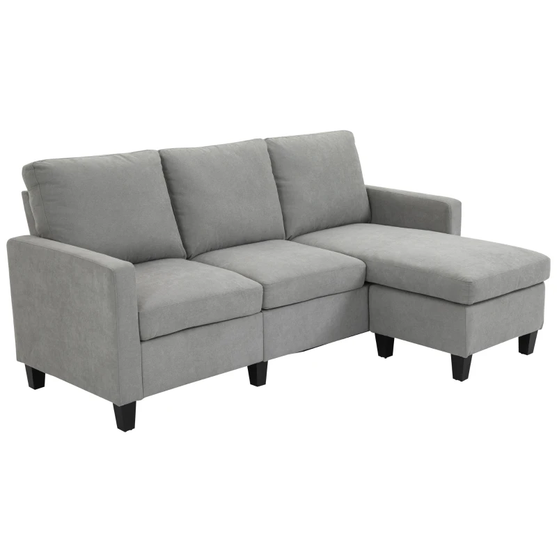 HOMCOM Ecksofa mit Schlaffunktion, 3-Sitzer-Sofa mit Bettkasten und Kissen, Eckcouch, L-Form Couch, Stoffbezug, Grau(m-10)