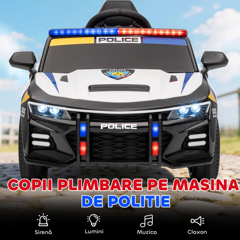 AIYAPLAY Mașină Electrică pentru Copii de Poliție cu Telecomandă și Muzică