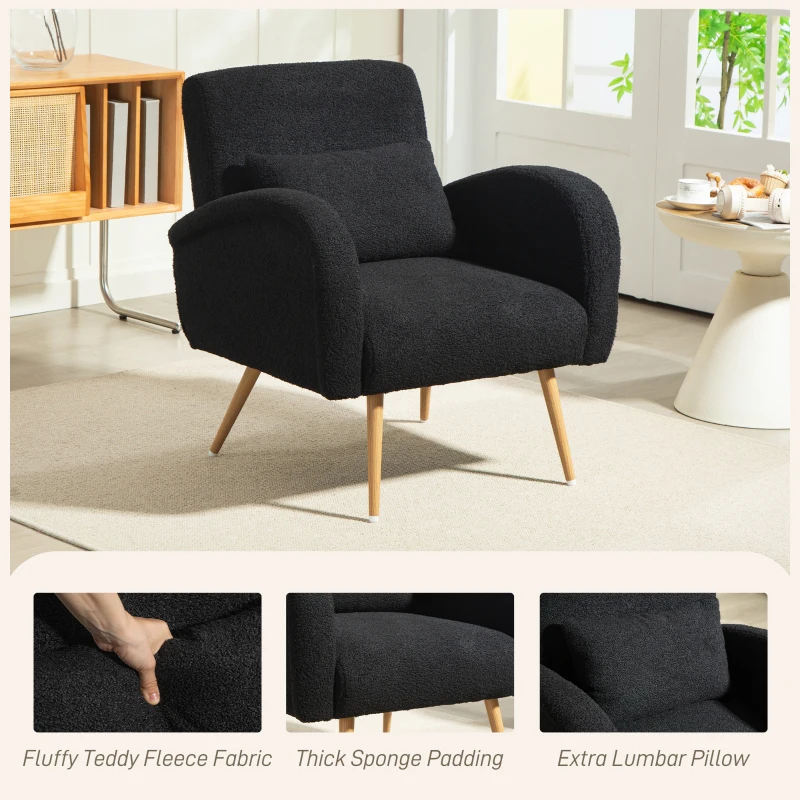 HOMCOM Teddy Fleece Accent Chair - Black