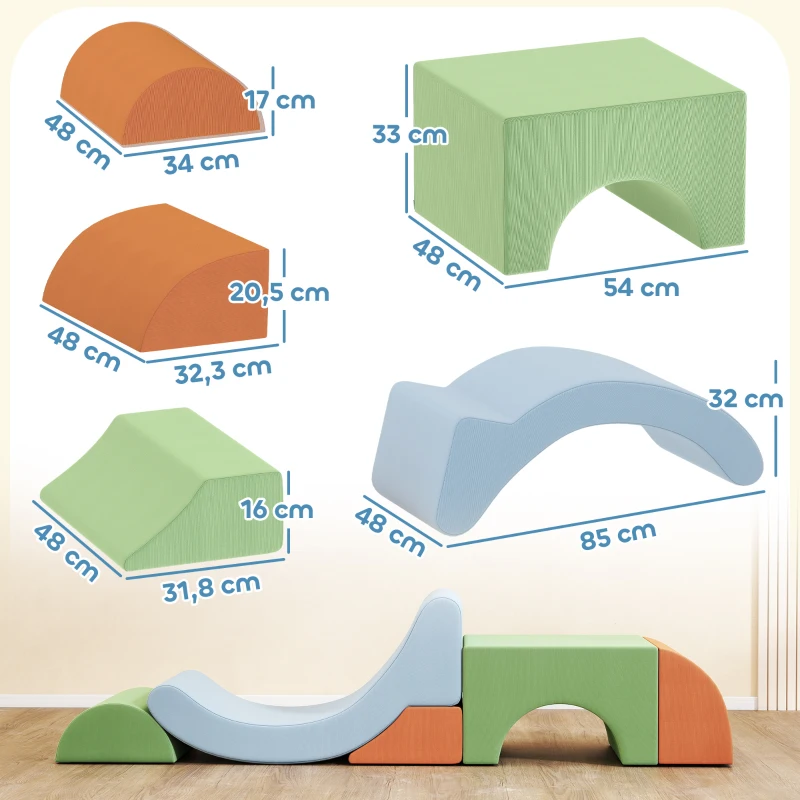 AIYAPLAY Ensemble de 5 blocs souples pour tout-petits, pour l'escalade, le rampement, la construction, léger, corduroy, mousse, multicolore