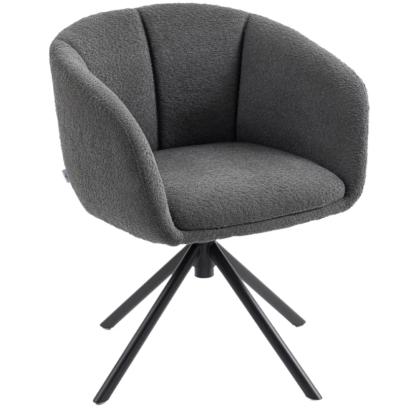 HOMCOM Fauteuil, fauteuil rembourré avec coque de siège confortable, pivotant, revêtement moelleux, jusqu'à 120 kg, Gris foncé