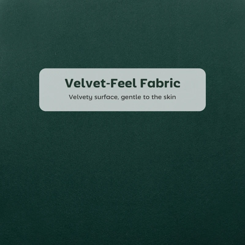 HOMCOM Set of Two Velvet-Feel Lotus Bar Stools - Dark Green