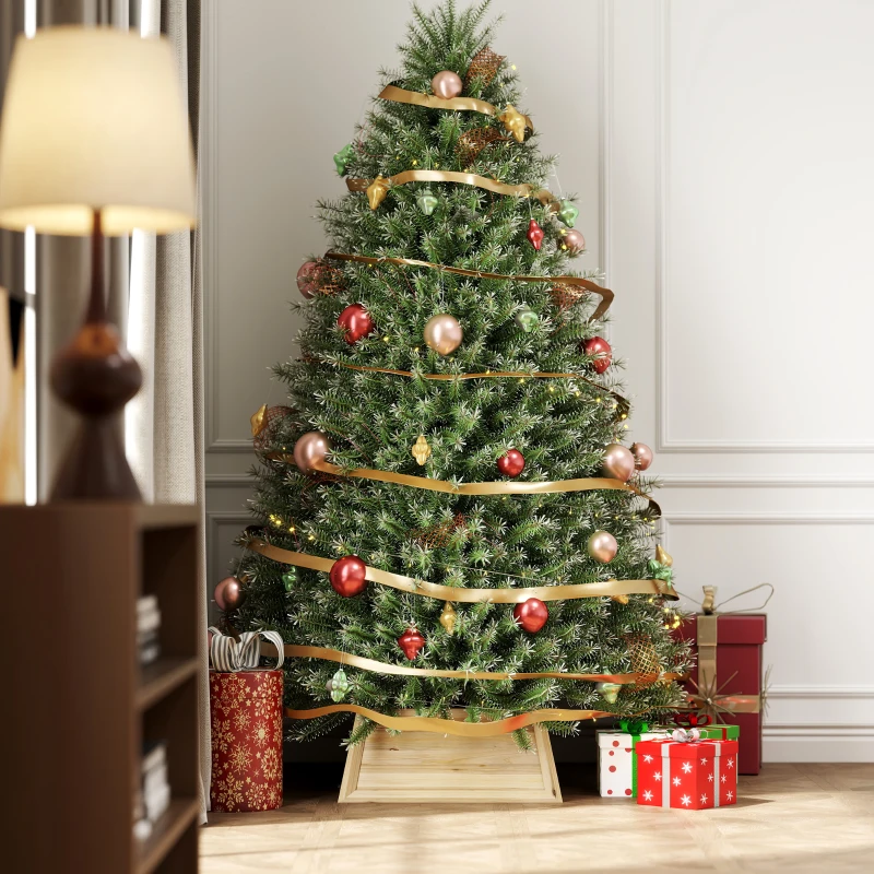 HOMCOM Copertura per supporto per albero di Natale, 65x65x27 cm, Legno Naturale