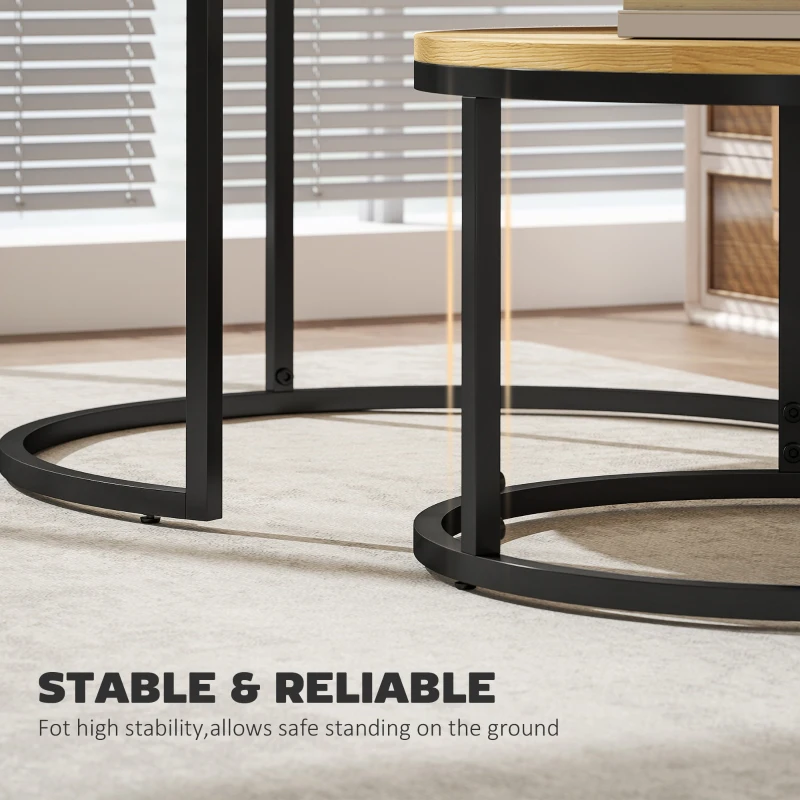 HOMCOM Set of Two Wood-Effect Stacking Tables - Natural