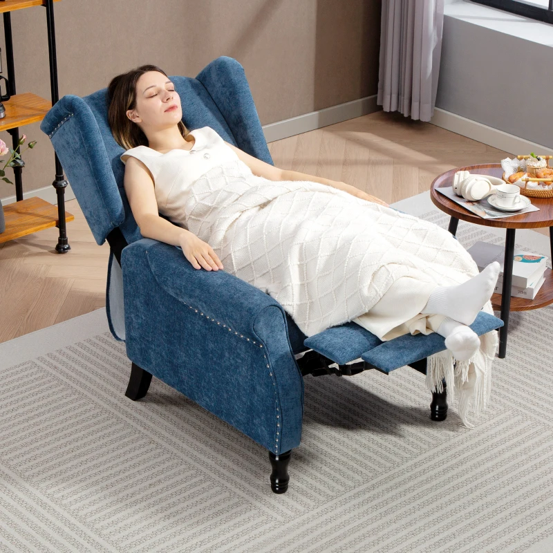 HOMCOM 150° Reclining Vintage Armchair, with footrest, Royal Blue