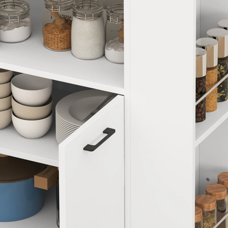 HOMCOM Desserte de cuisine à roulettes, Îlot central cuisine avec plan de travail et étagère réglable, 75x40x80,5cm, blanc