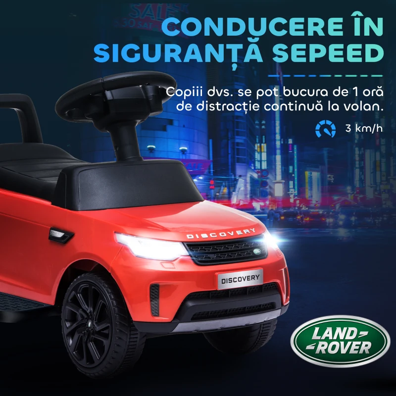 AIYAPLAY Mașinuță Electrică pentru Copii 18 Luni-5 Ani cu Licență Land Rover cu Muzică, USB și MP, 65x43x40 cm, Roșu