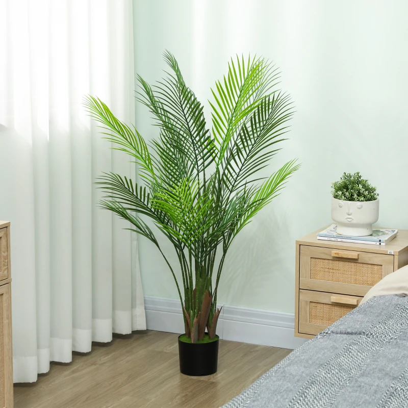 HOMCOM Planta artificial interior 120 cm, árbol artificial de palmera con maceta de plástico y flocado, verde