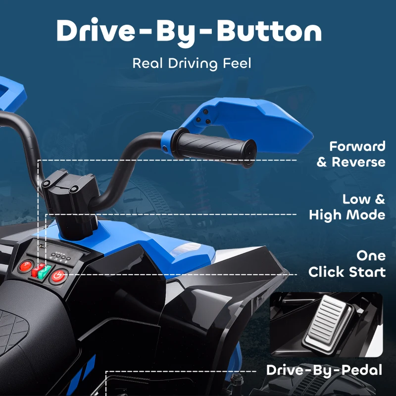 AIYAPLAY Quad électrique pour enfants, Véhicule électrique de 24V avec 4 roues, phares, port USB, fonction MP3, 6,5 km/h, 3-8 ans(m-5)
