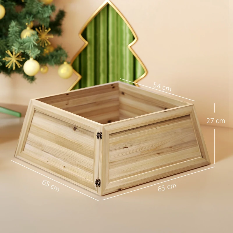 HOMCOM Copertura per supporto per albero di Natale, 65x65x27 cm, Legno Naturale