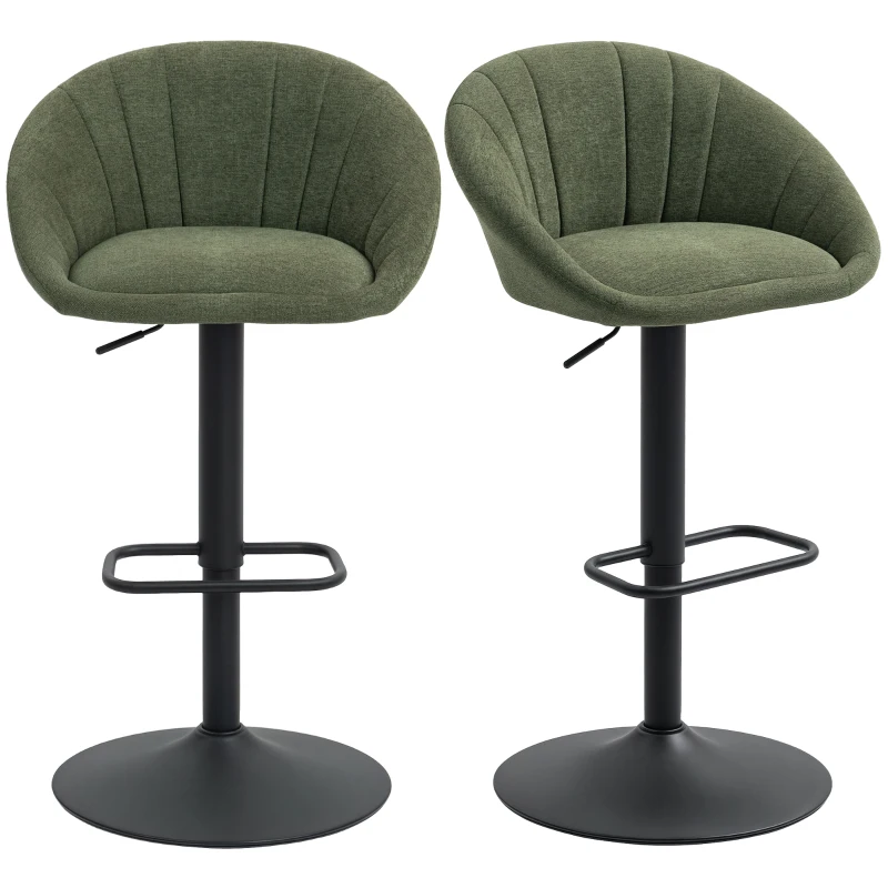 HOMCOM Set of Two Relaxed Tub Bar Stools - Dark Green