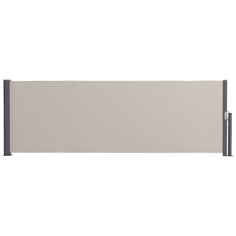 Outsunny Seitenmarkise, Seitenrollo, ausziehbar, Sichtschutz, Aluminium/Polyester, 3 x 1 m, Hellgrau