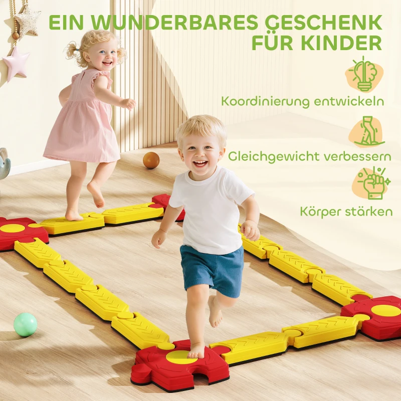 AIYAPLAY Zestaw równoważni dla dzieci, dowolnie konfigurowalny, plastikowy, elastyczne elementy, Żółty+Czerwony