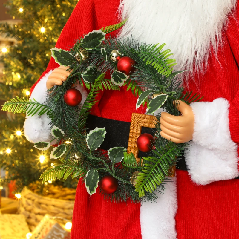 HOMCOM Statuetta di Babbo Natale in piedi, con attivazione vocale, musica festosa, braccia flessibili, 110 cm, rosso