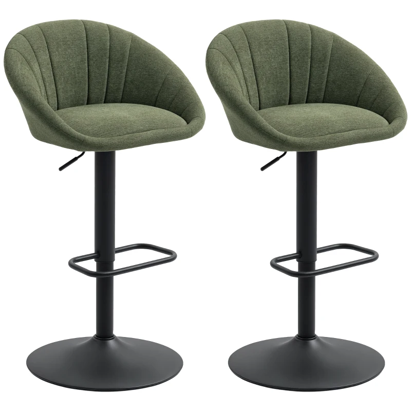 HOMCOM Set of Two Relaxed Tub Bar Stools - Dark Green
