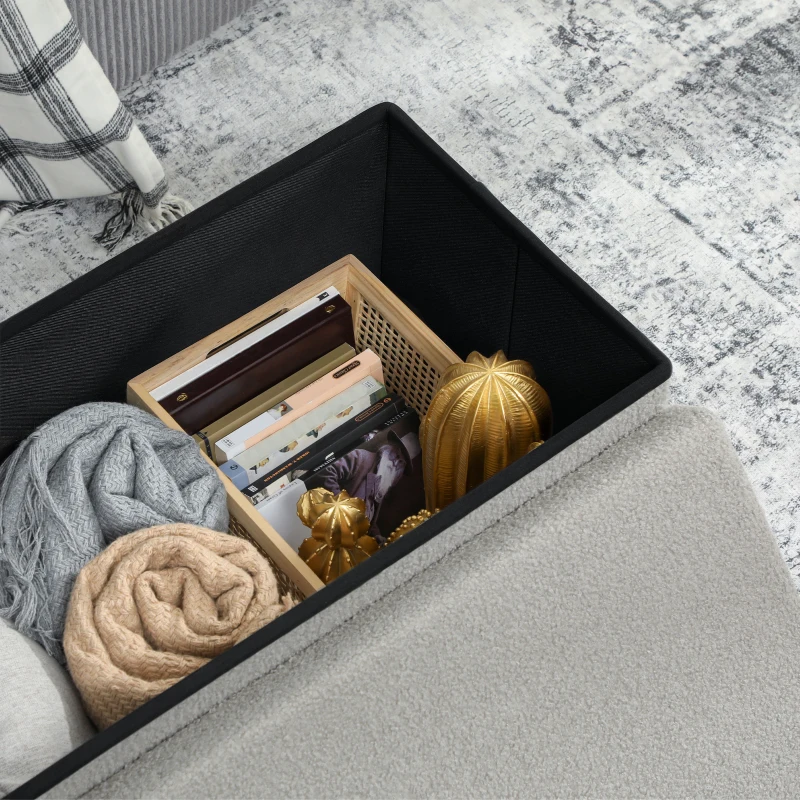 HOMCOM Tabouret de rangement, banc rembourré avec espace de rangement et couvercle pour salon, chambre à coucher, couloir, Gris clair