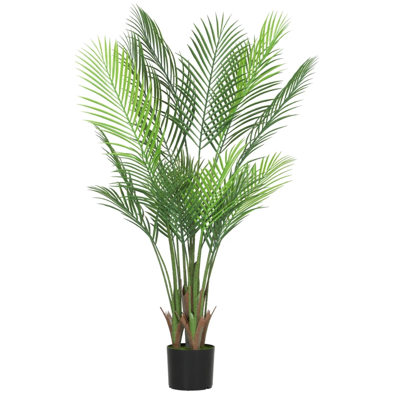 HOMCOM Planta artificial interior 120 cm, árbol artificial de palmera con maceta de plástico y flocado, verde