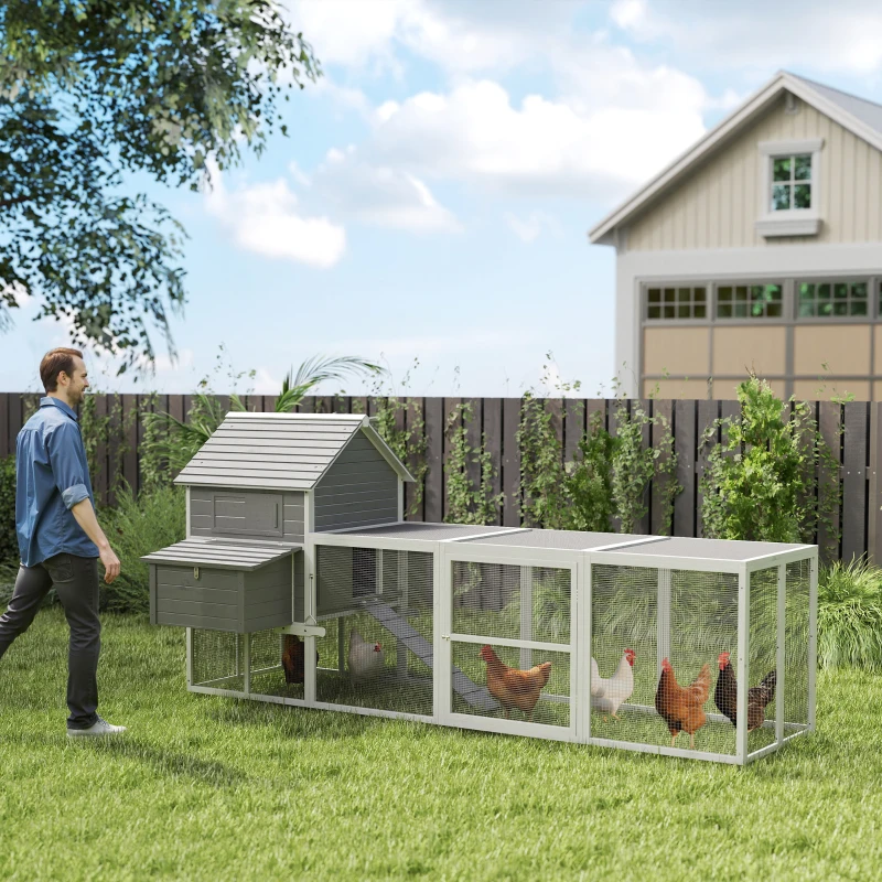 PawHut Cotet pentru Gaini Ouatoare pentru Exterior, Adapost cu Rampa si Zona imprejmuita, 310 cm(m-2)