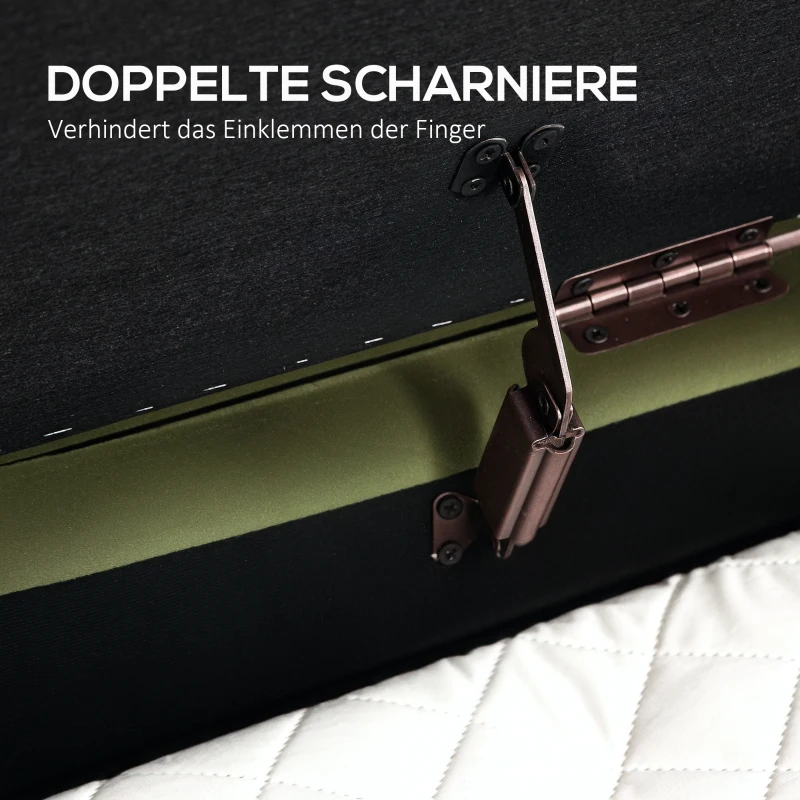 HOMCOM Opbergbank Ovaal met 72L Opbergruimte en Opklapbaar Deksel in Fluwelen stof en Hout, 108x44x43,5 cm, Donkergroen(m-7)