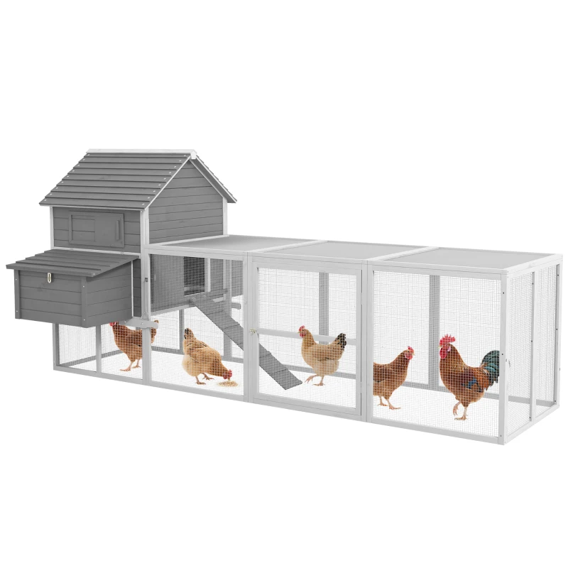 PawHut Cotet pentru Gaini Ouatoare pentru Exterior, Adapost cu Rampa si Zona imprejmuita, 310 cm(m-11)