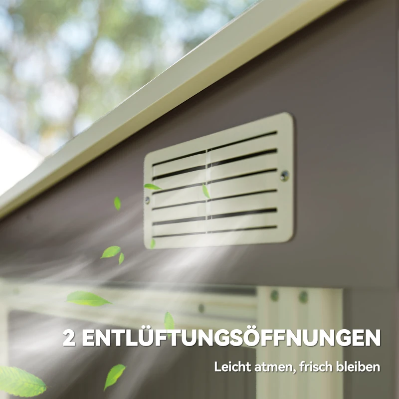 Outsunny Metall Gerätehaus 2,81m² 154x206,5x181 cm Geräteschuppen mit Pultdach Fundament(m-8)
