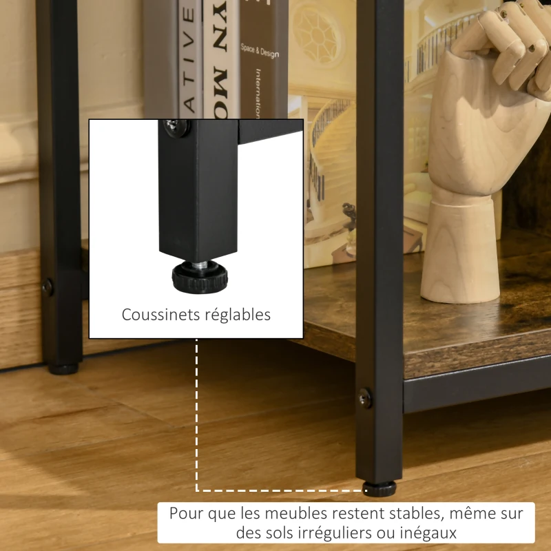 HOMCOM Meuble TV, meuble télé avec compartiments ouverts, étagère réglable, 110x40x50cm, brun rustique