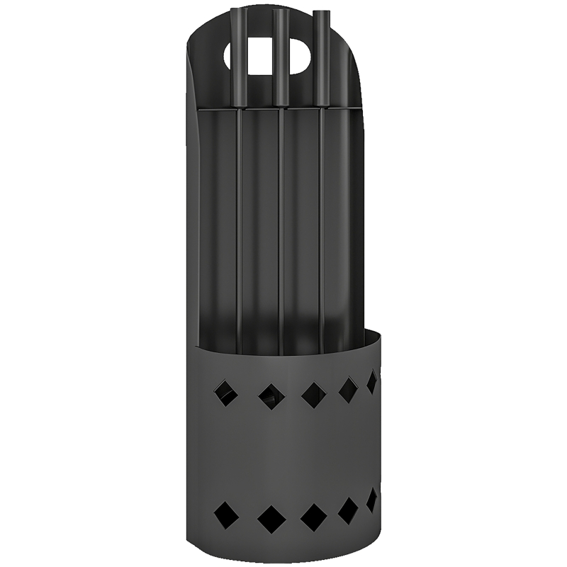 Outsunny 4-teiliges Kaminbesteck-Set, Kaminwerkzeugset mit Besen Schaufel Kaminhaken und Eimer, aus schwarzem Metall