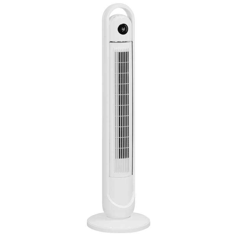 HOMCOM Ventilateur colonne 55W 3 vitesses, télécommande, minuterie 24h, oscillant, mode veille, blanc