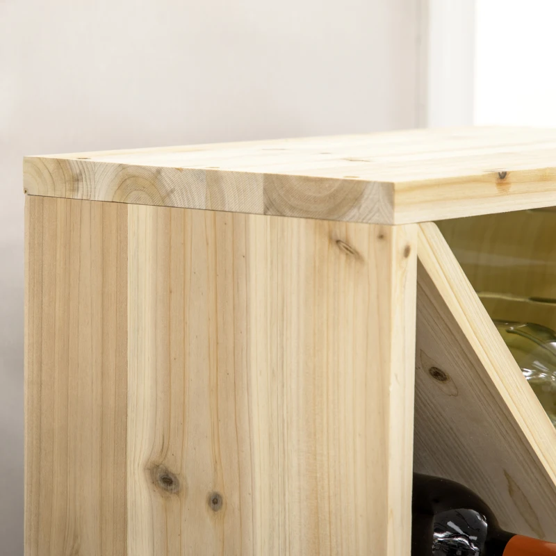HOMCOM Mobiletto Portabottiglie per Vini e Liquori 24 Bottiglie Legno Naturale