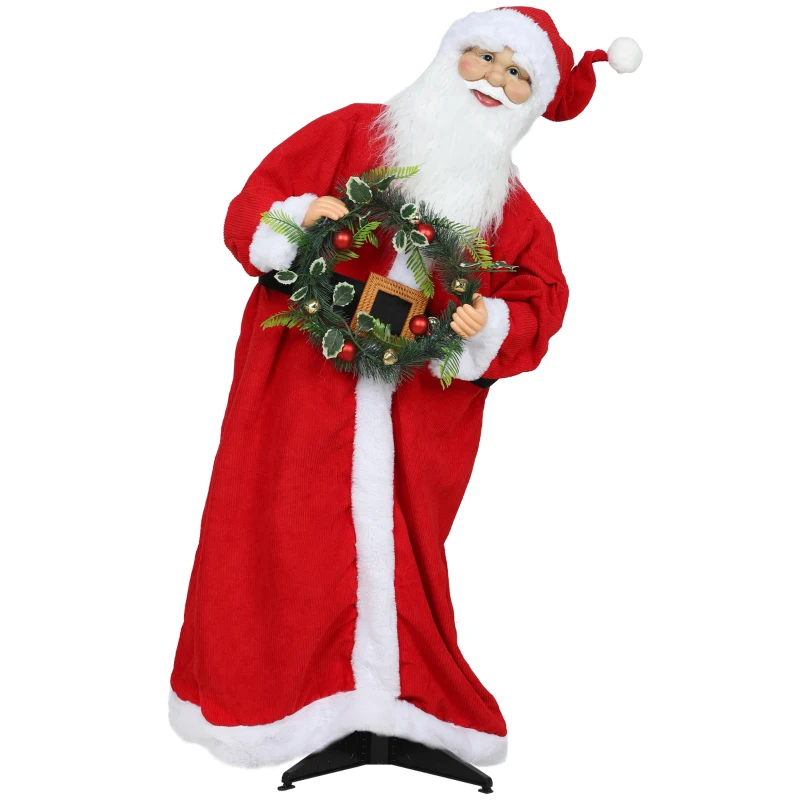 HOMCOM Figurine de Père Noël, debout de Père Noël, commande vocale, musique festive, bras pliables, 110 cm, rouge