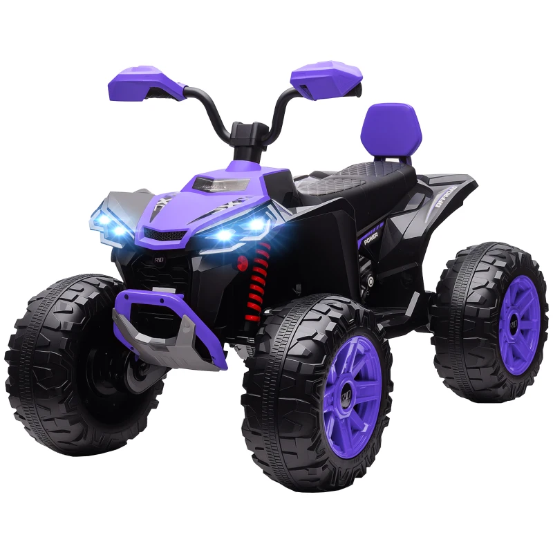 AIYAPLAY Quad Elettrico per Bambini da 24V, con Fari, Porta USB e Funzione MP3, per Bambini di 3-8 Anni, Viola