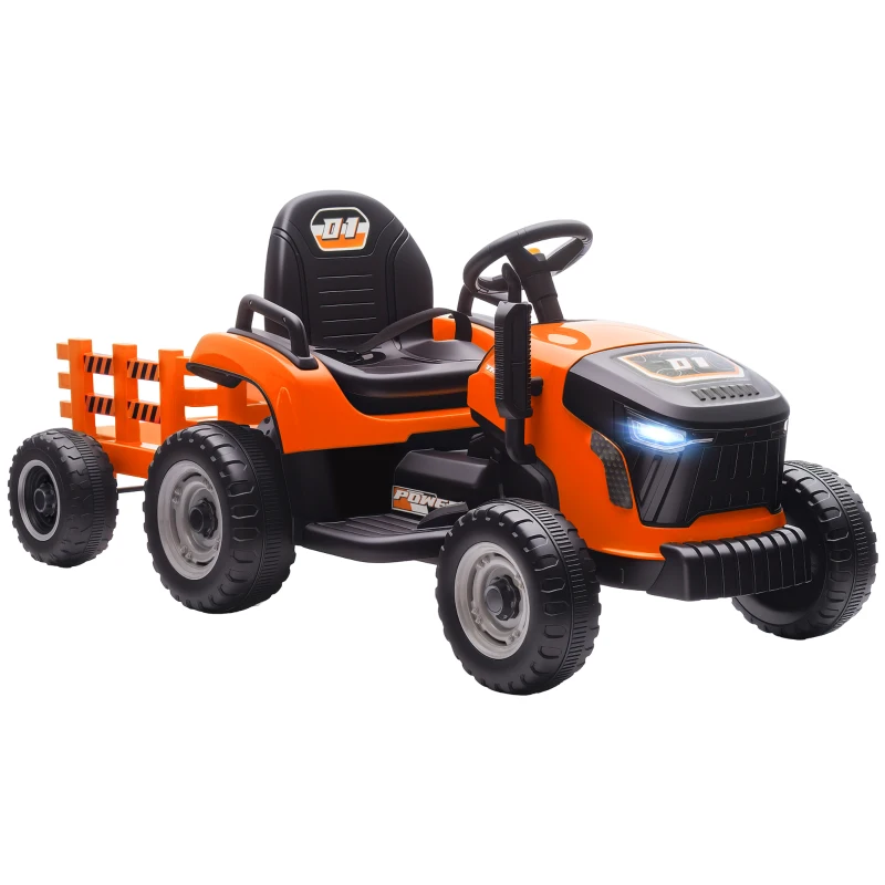 AIYAPLAY Tractor eléctrico para niños, Tractor para montar con control remoto, Arranque suave, para niños de 3-8 años, Naranja