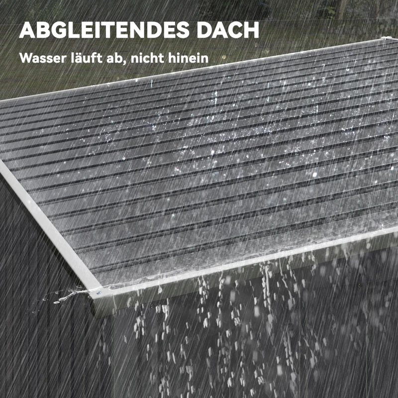 Outsunny Metall Gerätehaus 2,81m² 154x206,5x181 cm Geräteschuppen mit Pultdach Fundament(m-7)