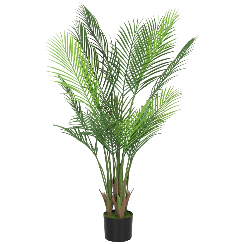 HOMCOM Plante artificielle intérieure 120 cm, palmier arbre artificiel avec pot en plastique et flocage, vert