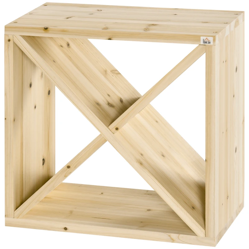 HOMCOM Mobiletto Portabottiglie per Vini e Liquori 24 Bottiglie, 4 Sezioni Legno Naturale, 50 x 26 x 50cm