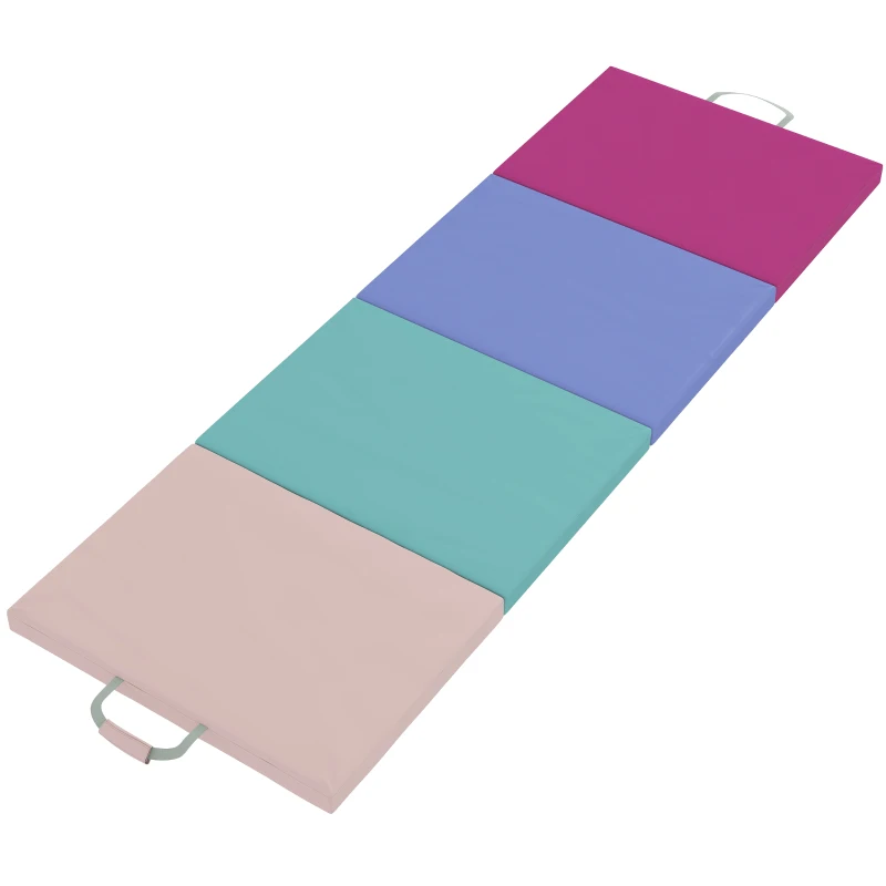 SPORTNOW Faltbare 5 cm dicke Gymnastikmatte mit Tragegriffen und Tasche für Yoga Aerobic Multicolor