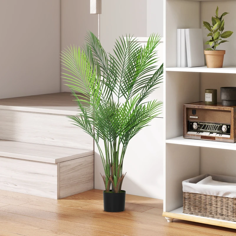 HOMCOM Planta artificial interior 120 cm, árbol artificial de palmera con maceta de plástico y flocado, verde