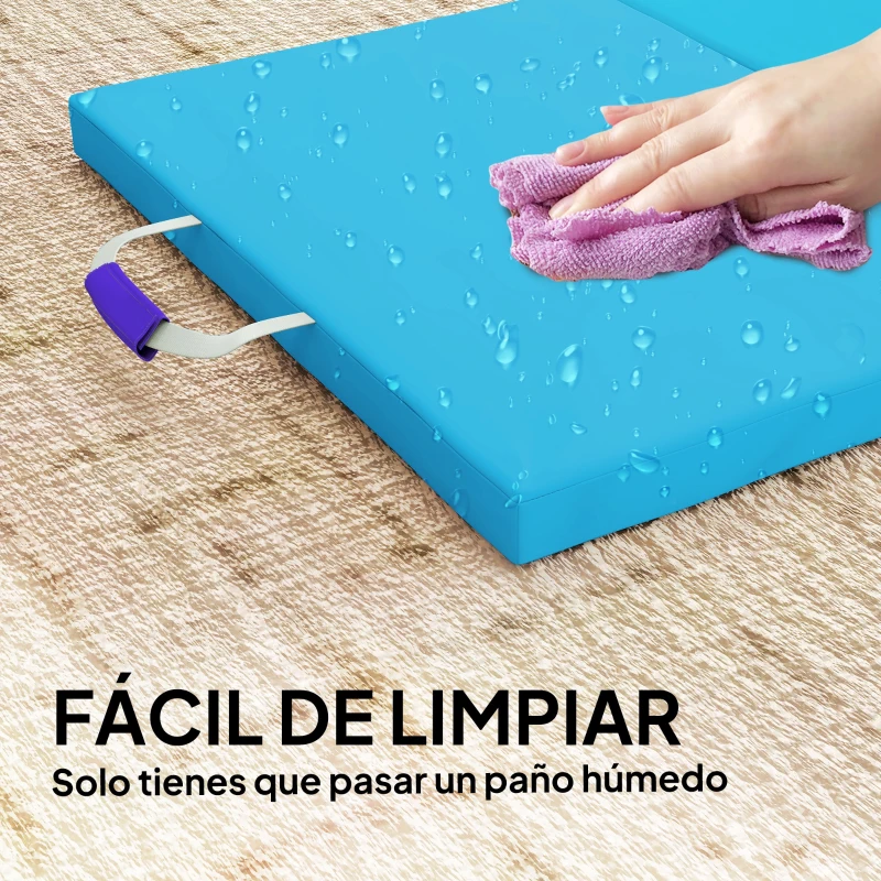 SPORTNOW Colchoneta Gimnasia Plegable de 2 Pulgadas de Grosor con Asas de Transporte y Bolsa para Yoga Aeróbic Azul