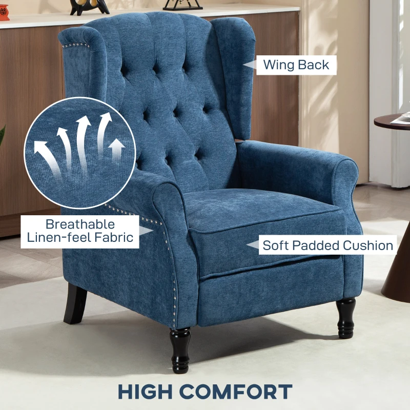 HOMCOM 150° Reclining Vintage Armchair, with footrest, Royal Blue