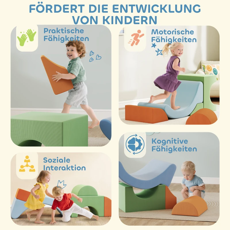 AIYAPLAY 5-delige Softbuks set voor kleinkinderen, voor klimmen, kruipen, bouwen, lichtgewicht, corduroy, schuim, kleurrijk(m-5)