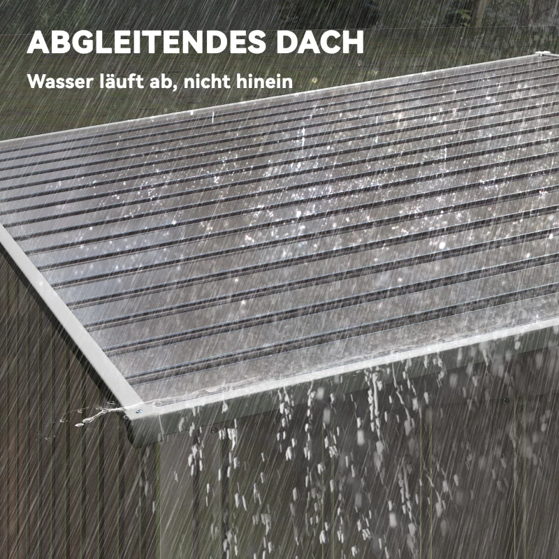 Outsunny Metall Gerätehaus 2,81m² 154x206,5x181 cm Geräteschuppen mit Pultdach Fundament(m-7)