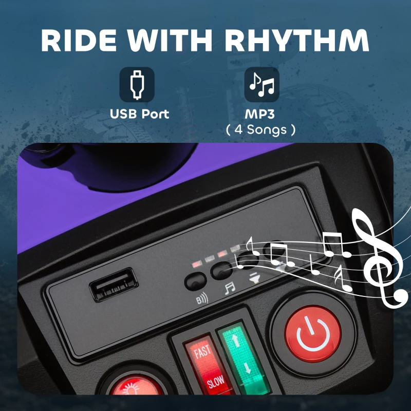 AIYAPLAY Quad électrique pour enfants, Véhicule électrique 24V avec 4 roues, phares, Port USB, fonction MP3, 6,5 km/h, 3-8 ans