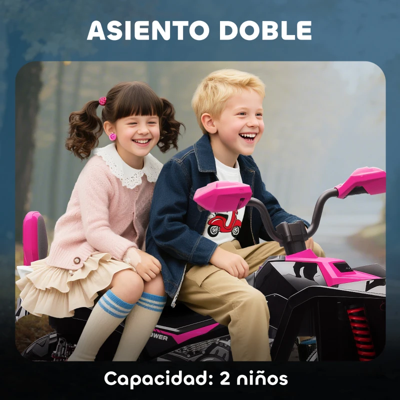 AIYAPLAY Quad Eléctrico para Niños de 3-8 Años 24V con 2 Motores Velocidad hasta 6,5 km/h Ruedas con Suspensión Rosa