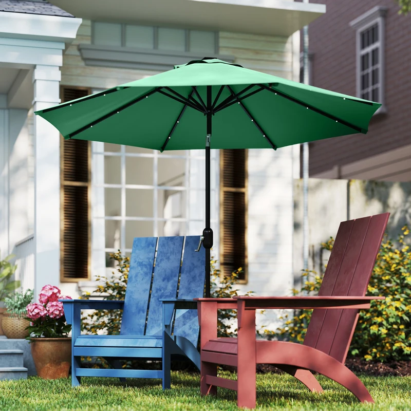 Outsunny Telo di Ricambio per Ombrellone da 3 m a 8 Stecche, Poliestere Anti UV 50+, Verde