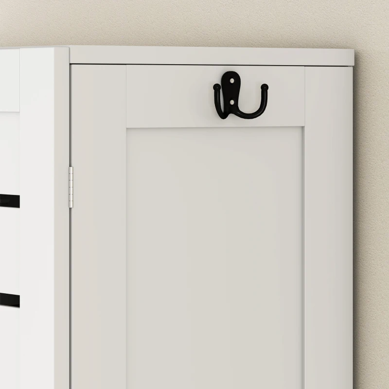 HOMCOM Meuble WC dessus de toilette/machine à laver avec placard à porte double, portes à persiennes, 67x31,5x190cm, blanc
